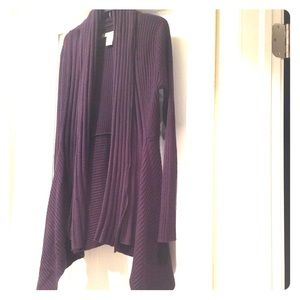 Purple waterfall open cardigan sweater